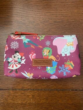 Dooney & Bourke Burgundy Disney Christmas Character Zip Pouch